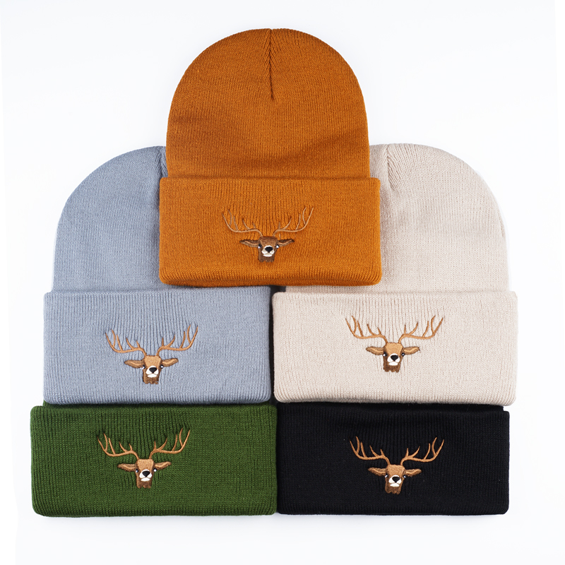 Hunting Outdoor Christmas Decorations - Deer Head Elk Embroidered Adult Knit