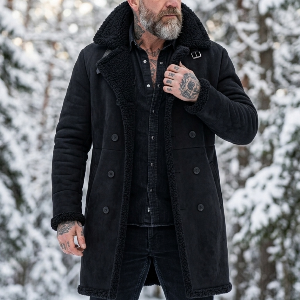Hunting Outdoor Jacket - Men's Faux Suede Fur Lined Winter
