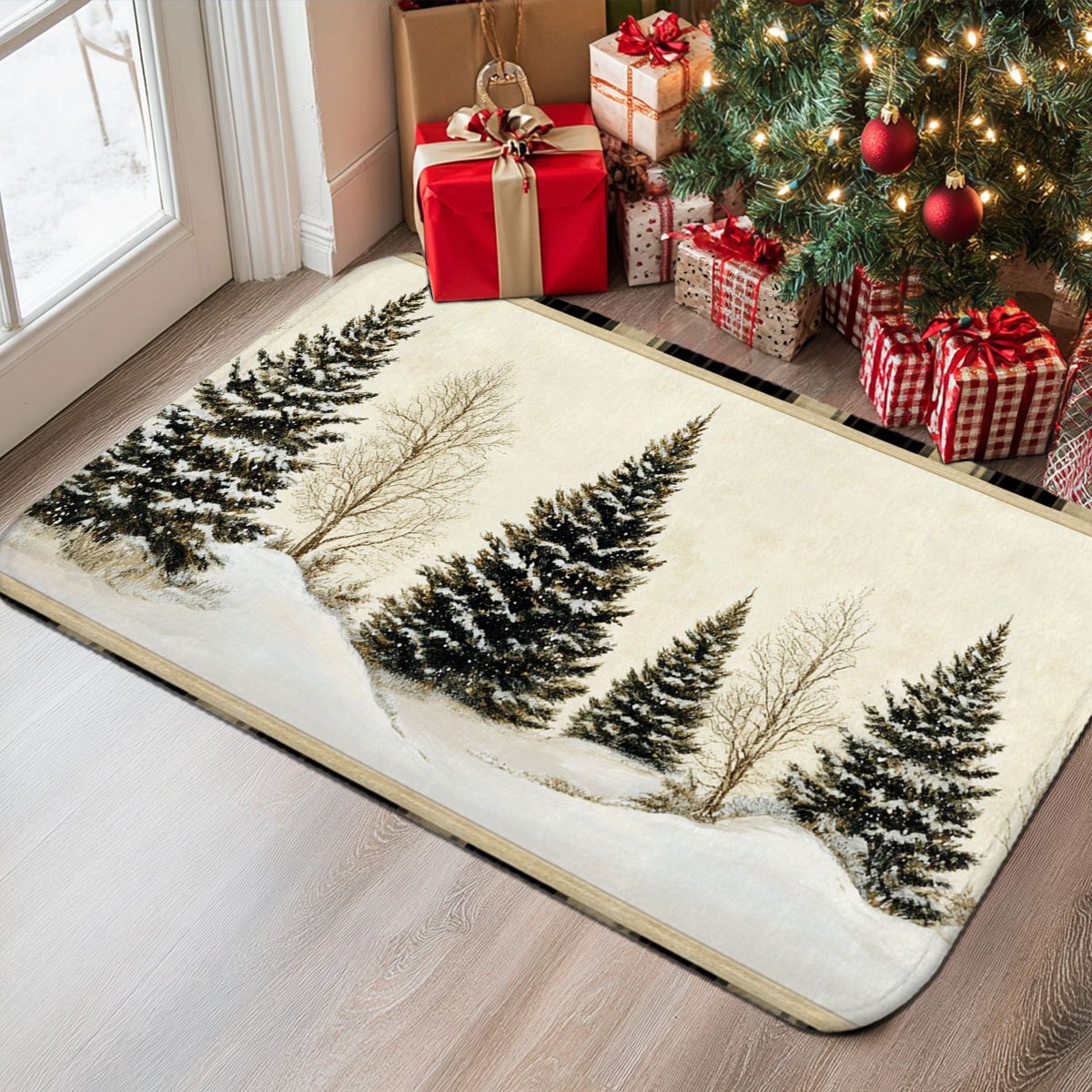 Hunting Outdoor Christmas Decorations - Winter Snow Hunting Cabin Pine Tree