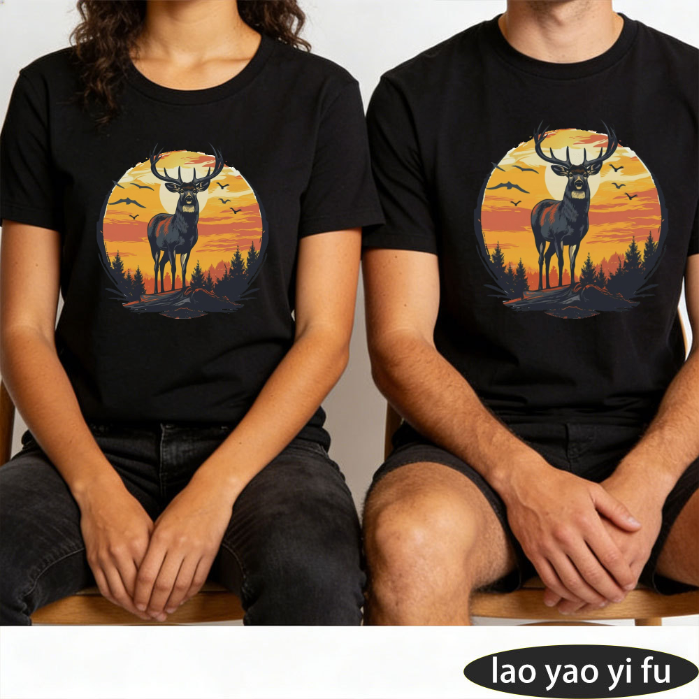 Vintage Stag Deer Sunset Fores - Outdoor Hunting Graphic Tees review and price