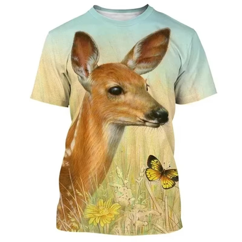 Deer 3D Printing T-shirt Funny - Outdoor Hunting Graphic Tees review and price