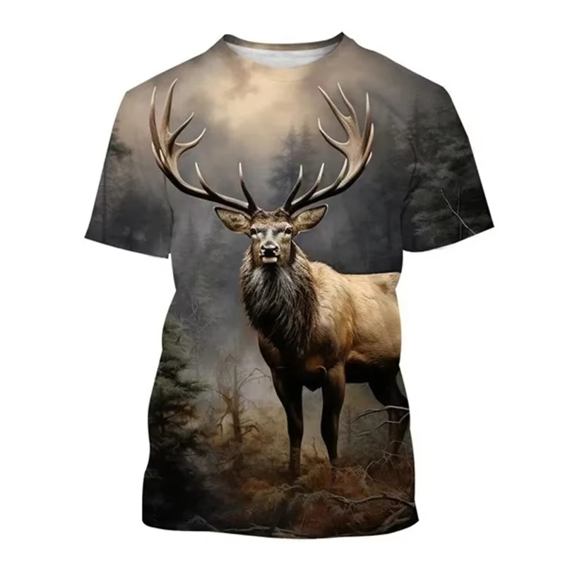 Deer 3D Printing T-shirt Funny - Outdoor Hunting Graphic Tees review and price