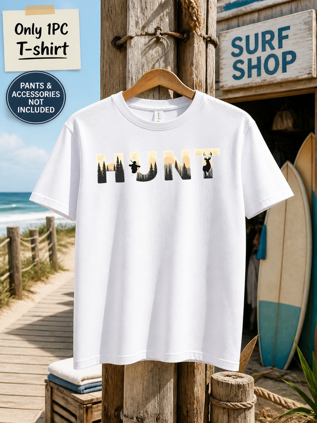 1pc Men'S Graphic T-Shirt Hunt - Outdoor Hunting Graphic Tees review and price